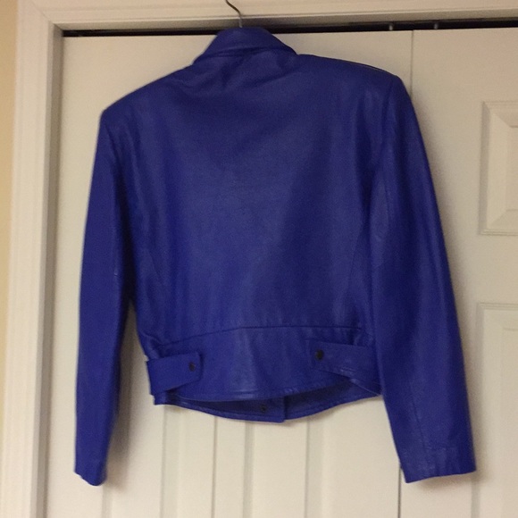Preowned blue north beach leather jacket. - Picture 4 of 7